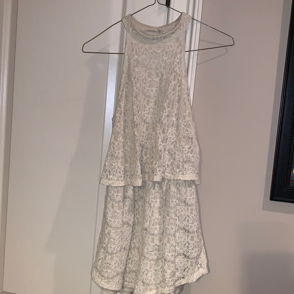 Beau Tissu White Romper with Open Back